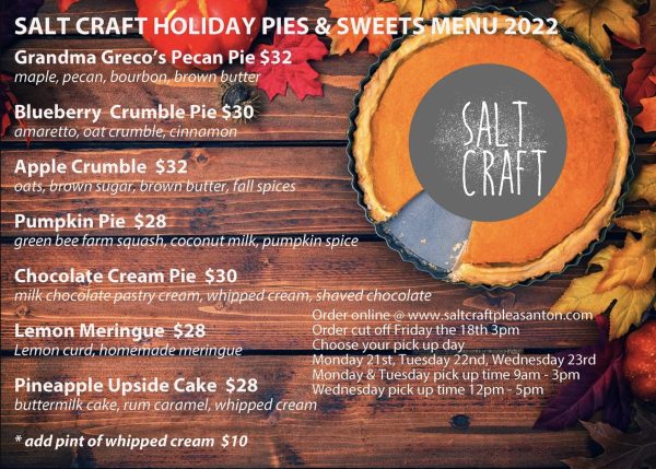 salt craft thanksgiving dessert menu 2022