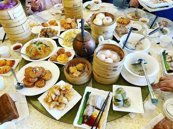 Table Full of Dumplings at king Wah Restaurant in Pleasanton, CA