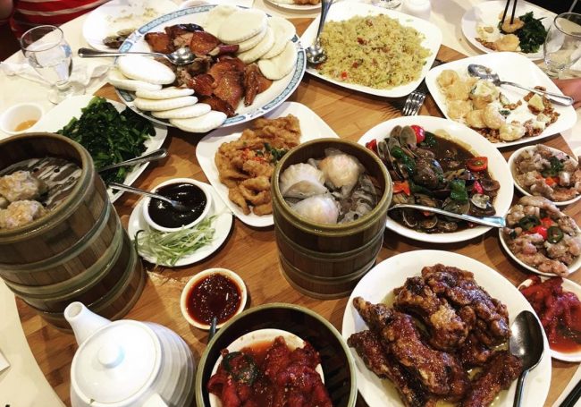 mayflower restaurant table full of dim sum